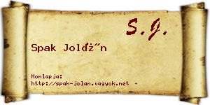 Spak Jolán névjegykártya